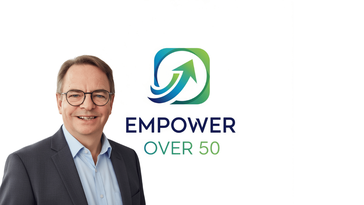 Max Farnon, founder of Empower Over 50, smiling against a white background with the Empower Over 50 logo